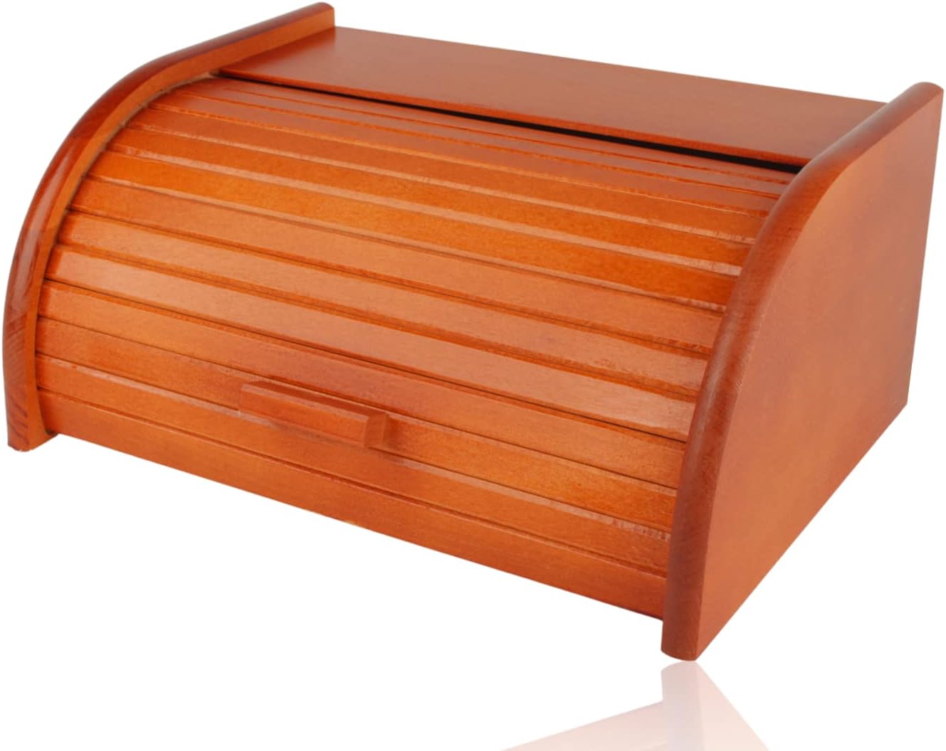 Woodcarver, Large Mahogany Wood Bread Box with Sliding Lid, Bread