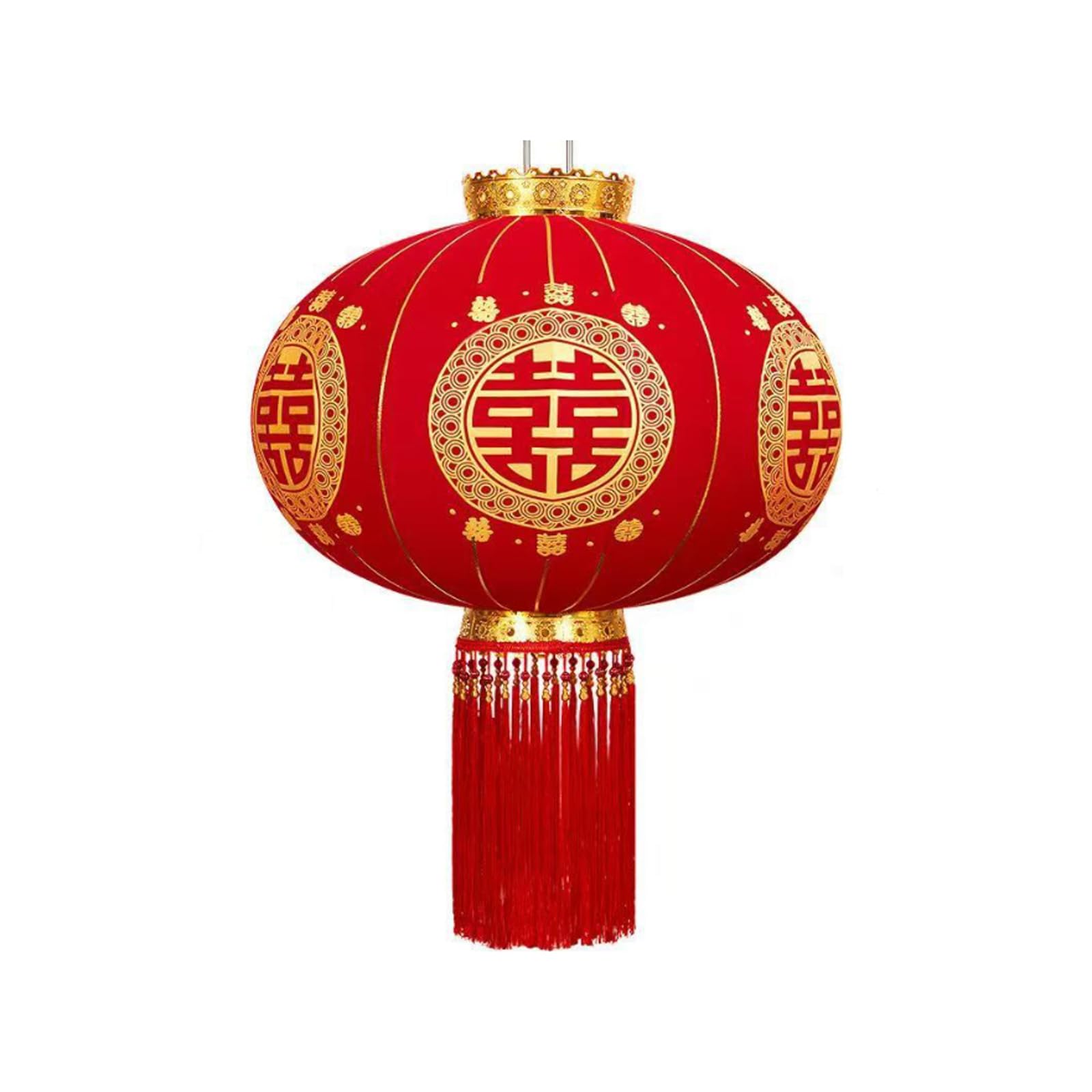 FETGKNBM2 Linterna Chinese Traditional Red Lantern Double Happiness Hanging Lantern with Tassels Flocking Cloth Hanging Lamp Shade for Wedding Festive Party Decor Anniversary
