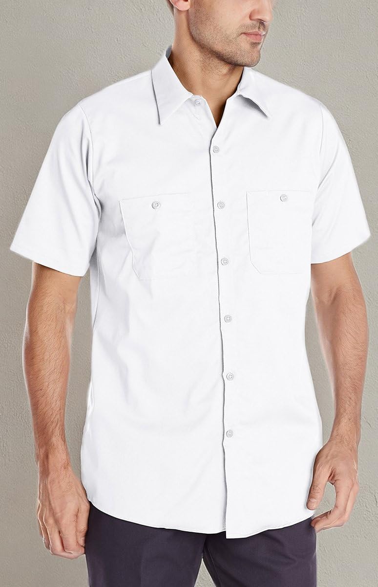 Red Kap Short Sleeve Wrinkle-Resistant Cotton Work Shirt Camisa de Trabajo de algodón Resistente a Las Arrugas de Manga Corta Hombre