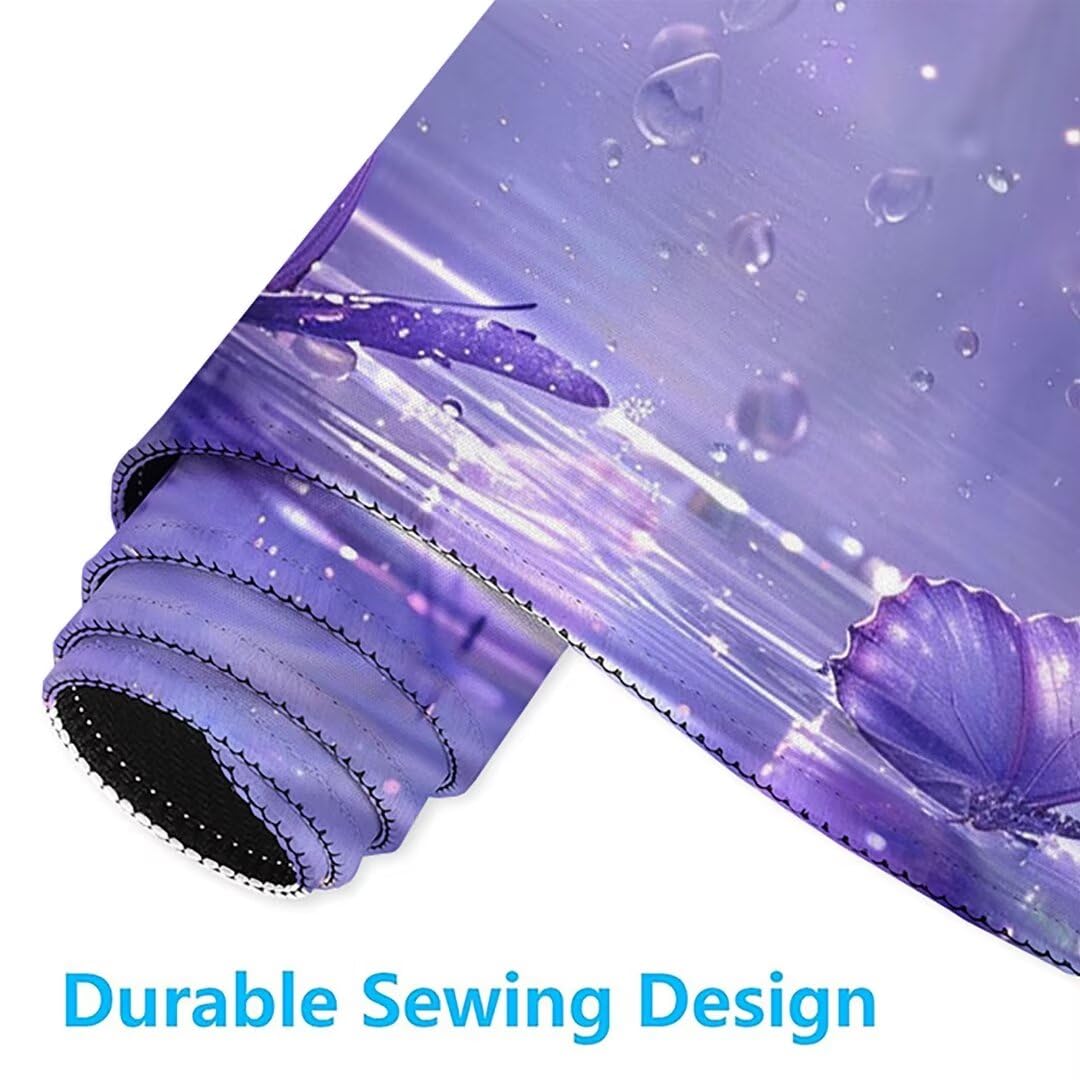 Tappetino per mouse da gaming, XXL, grande, con gomma impermeabile e antiscivolo, per PC, MacBook, laptop, gaming, casa 1200 x 600 x 3mm Viola Farfalla
