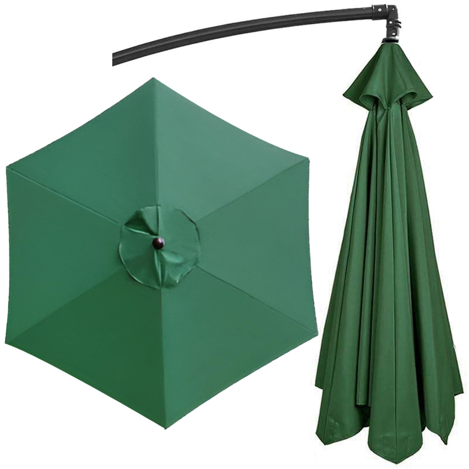 Replacement Parasol Canopy Fit 200cm/270cm/300cm+6 Arms/8 Arms Round Sun Umbrella Replacement Cloth UV50+ Washable Garden Parasol Replacement Canopy Cover(Color:Green,Size:6 ribs-2.7 m/(8.8ft))