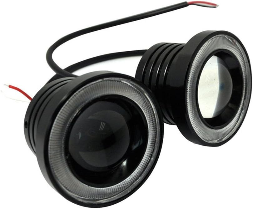 2pcs High Power 2.5" Projector Universal LED Fog Light White/Blue/Red COB Halo Angel Eye Rings (Blue)