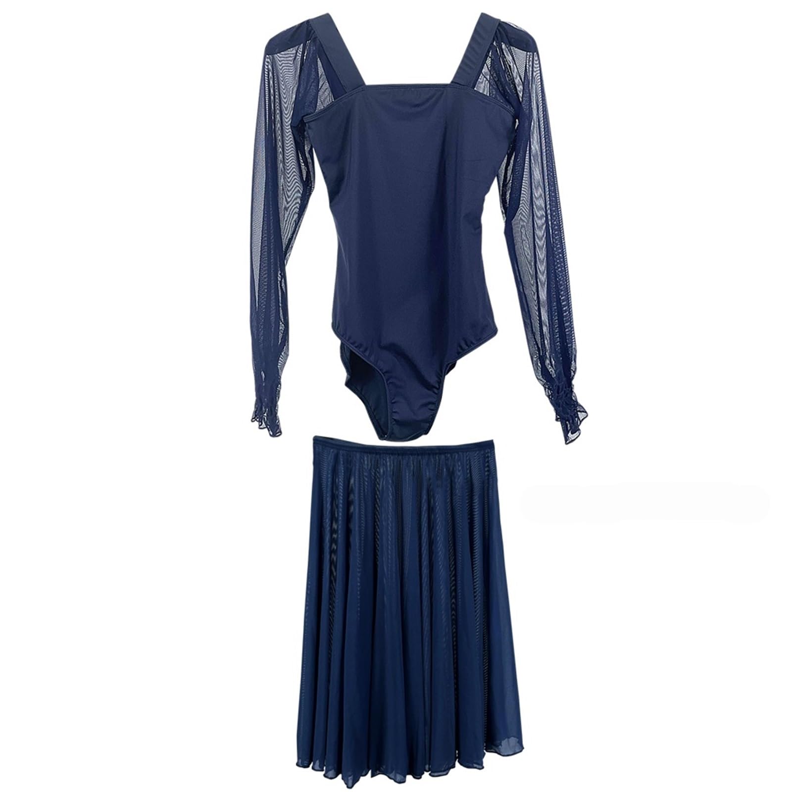 Maillot de Danza Medias Ropa de Baile de Ballet Ropa de Gimnasio for Mujer Ropa Corporal Ropa de práctica de Yoga aérea Ropa Corporal(Dark Blue Suit,L)