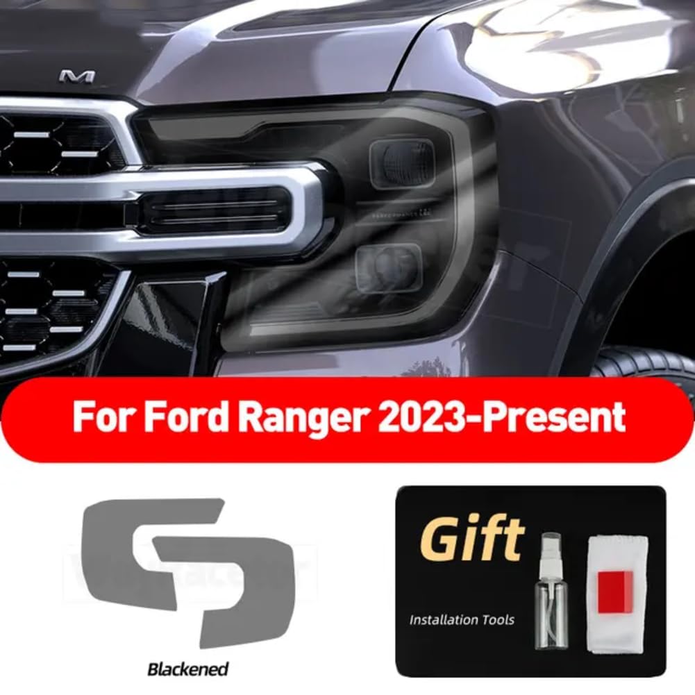 2 Stück Auto-Scheinwerfer-Schutzfolie, transparenter, rauchschwarzer TPU-Aufkleber, für Ford Ranger 2023 2024 T9 Wildtrack Raptor Zubehör