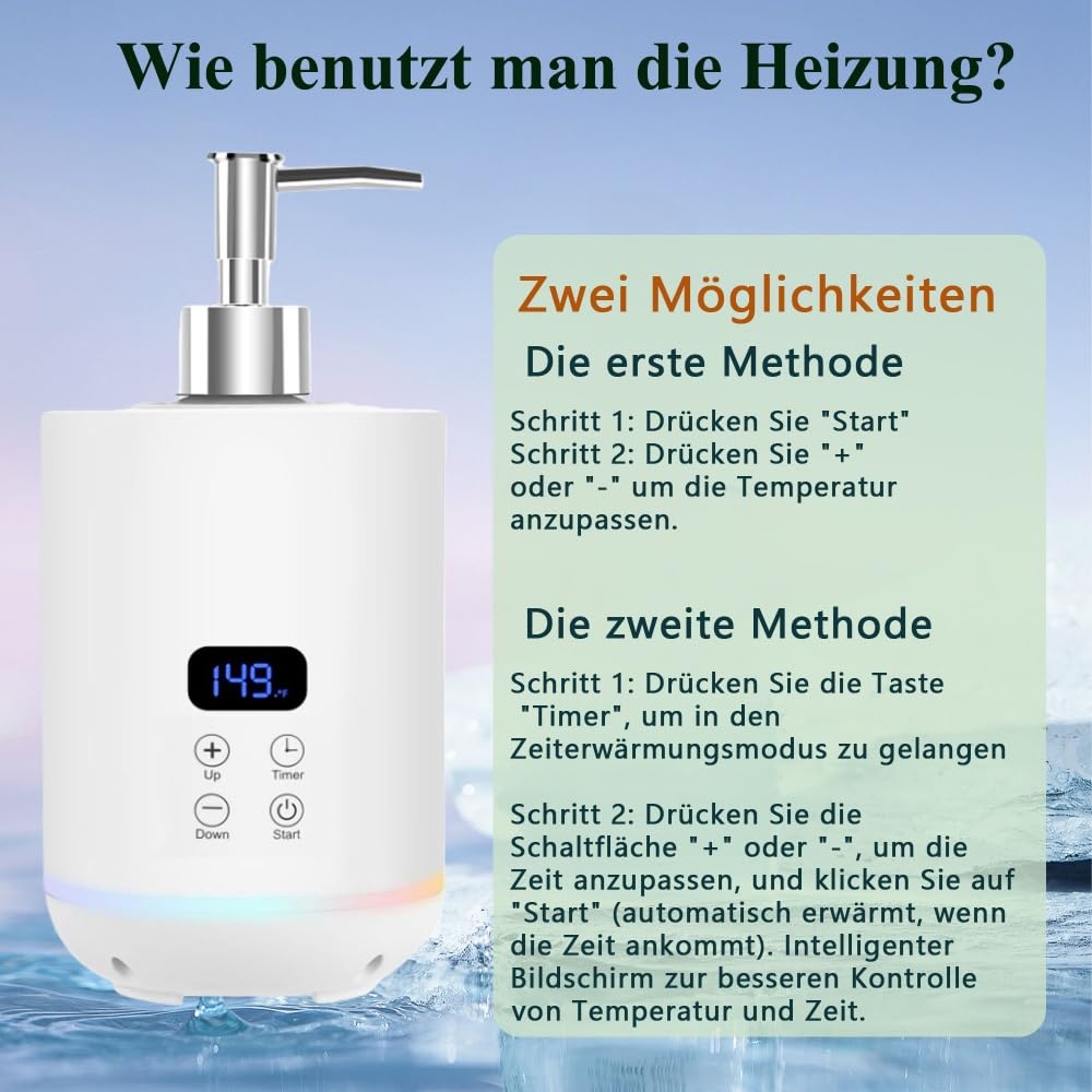 Massageöl-Wärmer mit zwei Ölflaschenverteilern für Spa Flaschen Spender und Lotion Wärmer LED Anzeige Gel Flaschenwärmer Heizung für Salon Flaschenwärmer (Weiß)