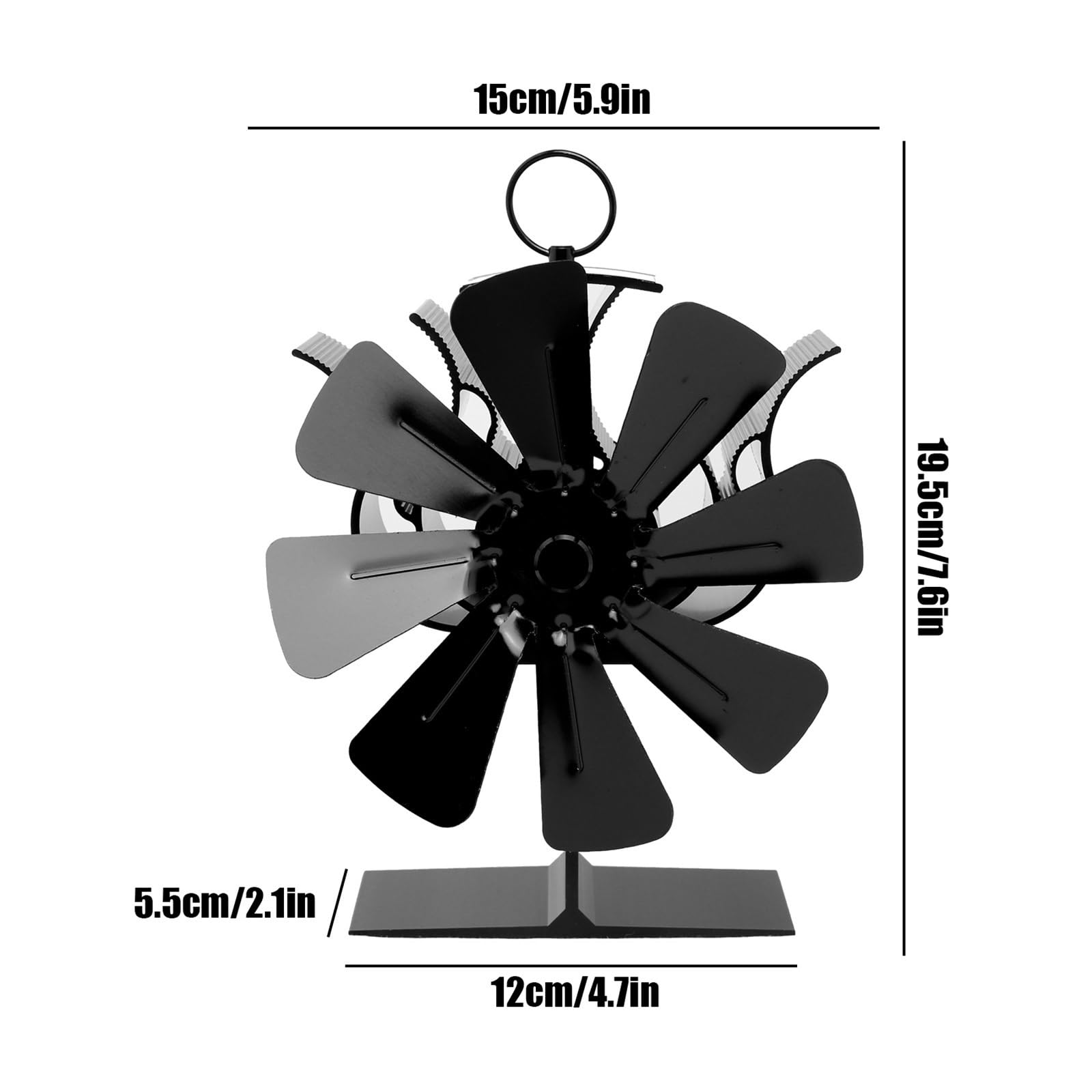 Ventilador Estufa Leña Ventilador For Hogar De 8 Aspas Alimentado Por Calor, Estufa Combustión Silenciosa Y Segura Con, Distribución Eficiente Del For El, Quemador Leña(8 Blades 1pcs)