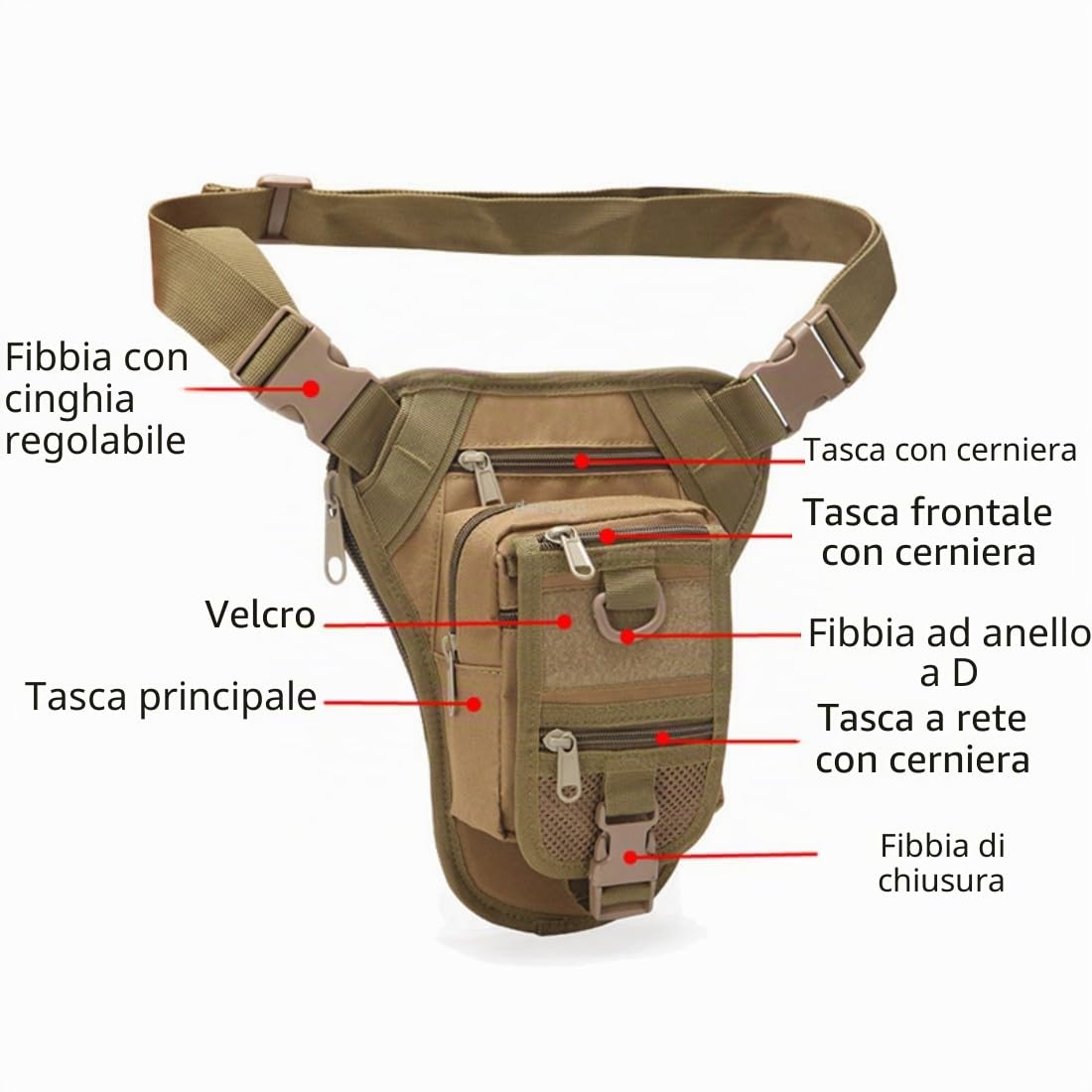 ACEXIER Borse Militari tattiche a Goccia per Le Gambe Uomini Donne Outdoor Escursionismo Tiro Caccia Waist Pack Cinghia Regolabile Moto Equitazione Borsa