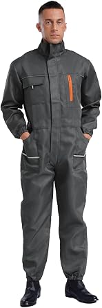 Mens Workwear Coveralls Multiple Pockets Mechanics Overalls Jumpsuits Long Sleeve Boilersuit