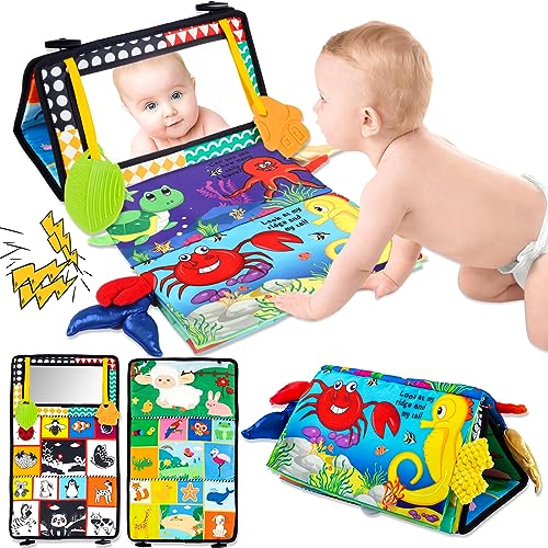 Image of Ciciany Tummy Time Baby Mirror, Tummy Time Floor Mirror High Contrast Baby Toys for Newborn Brain Development, Baby Sensory Toys 0 3 Months, Contrast Toy for Infants 0 6 12 Month, Tummy Time Toy Set