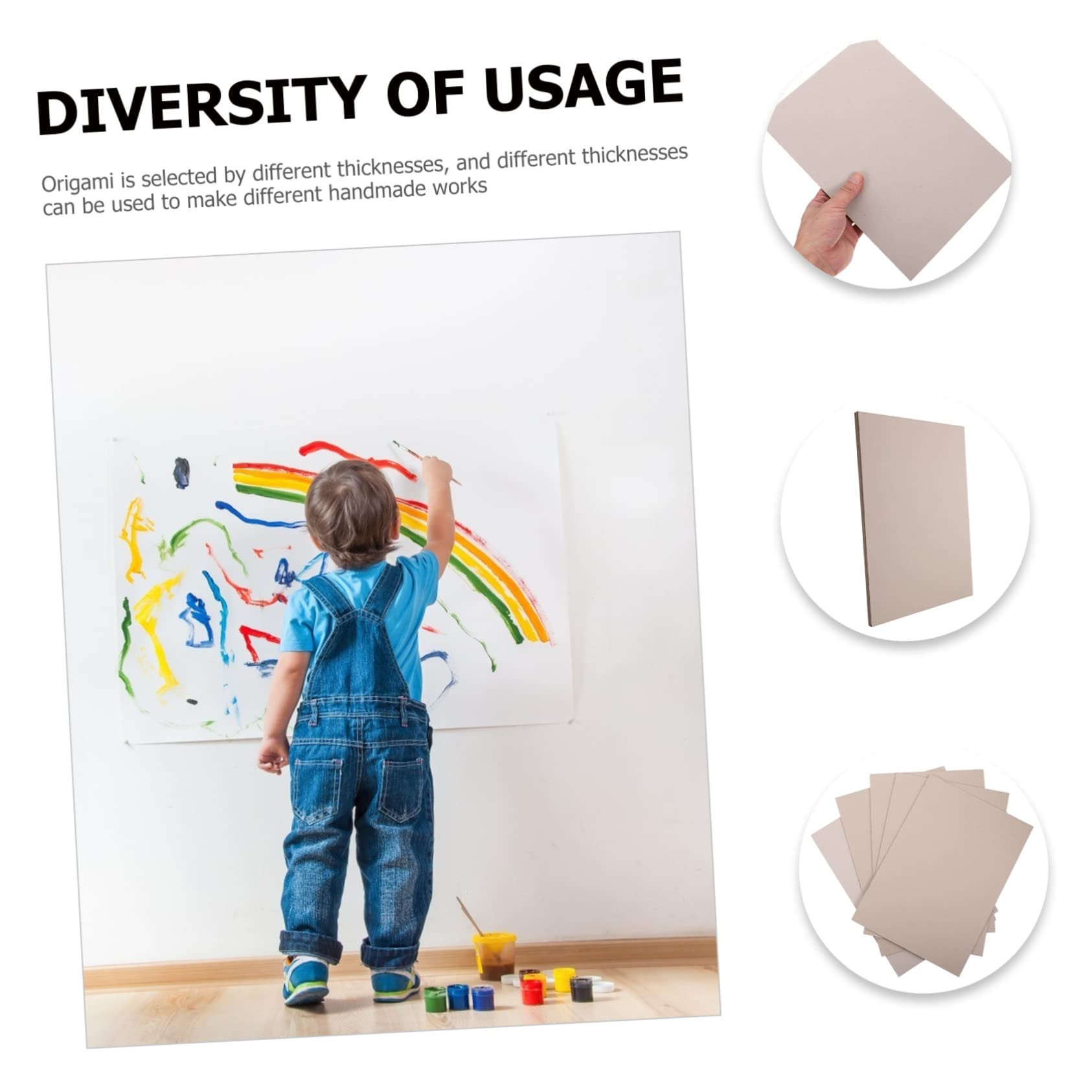 IWOWHERO 5pcs Grey High Density Cardboard Sheets A3 Size Double Sided DIY Craft Cardboard for Boys and Girls Drawing Painting