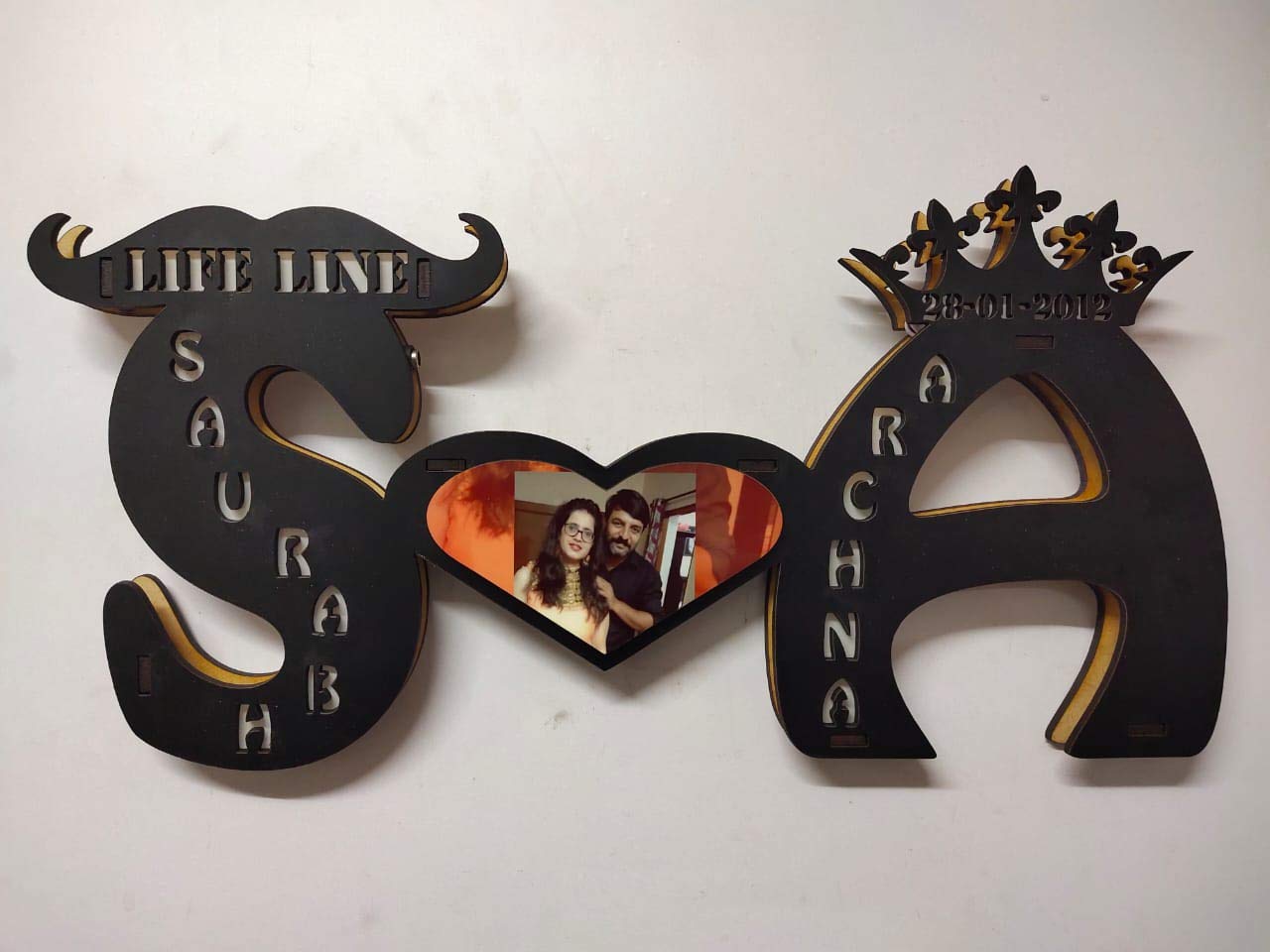 TreecaseCustomised Personalised Gift lamp for Birthday Size 9 X 18 Inches Wood Based Led Lamp