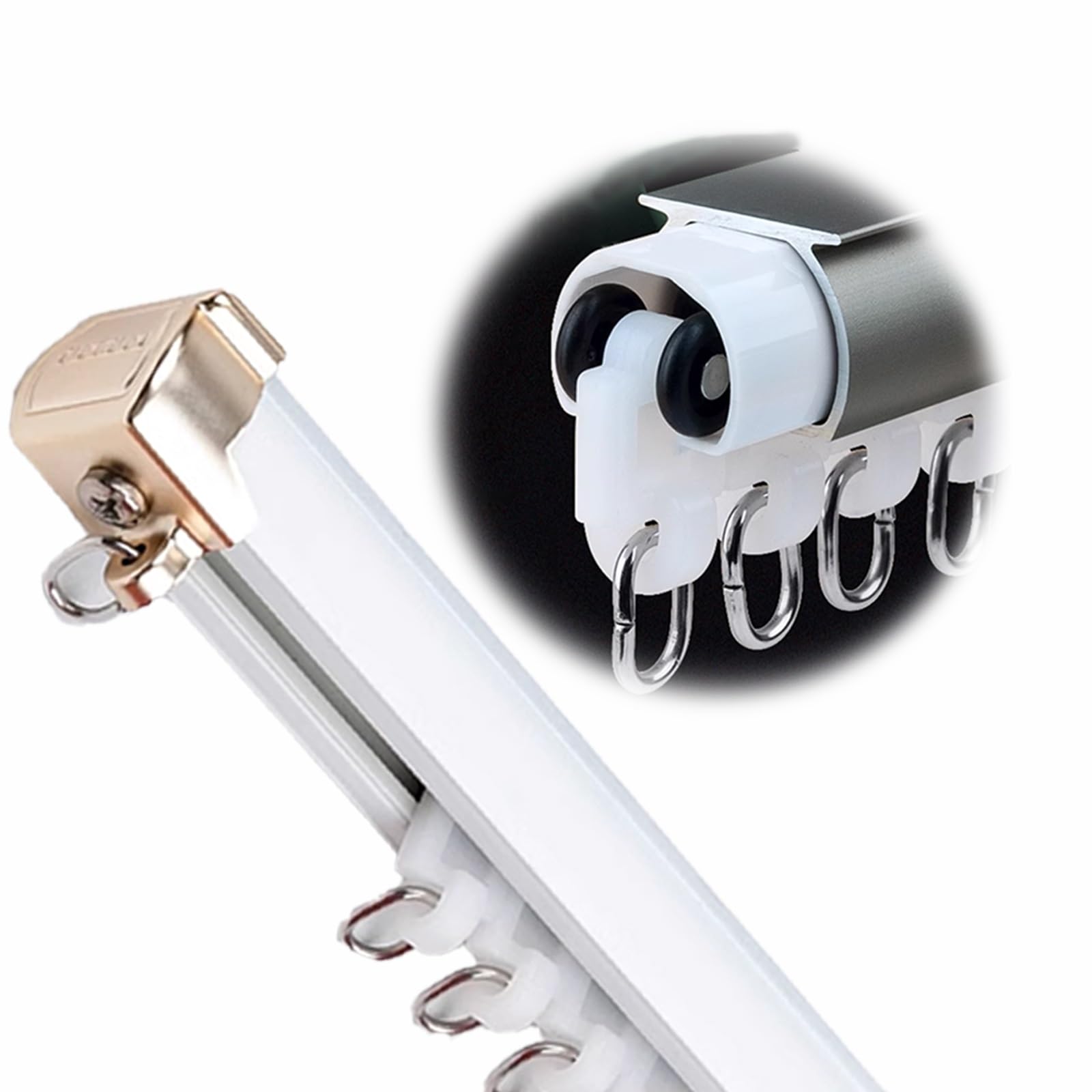 WQPMNYG 6.23ft Aluminum Wall Mount Sliding Rail Track System for RV & Gazebo Privacy Divider Quiet Operation Ideal for Room Separation (White)