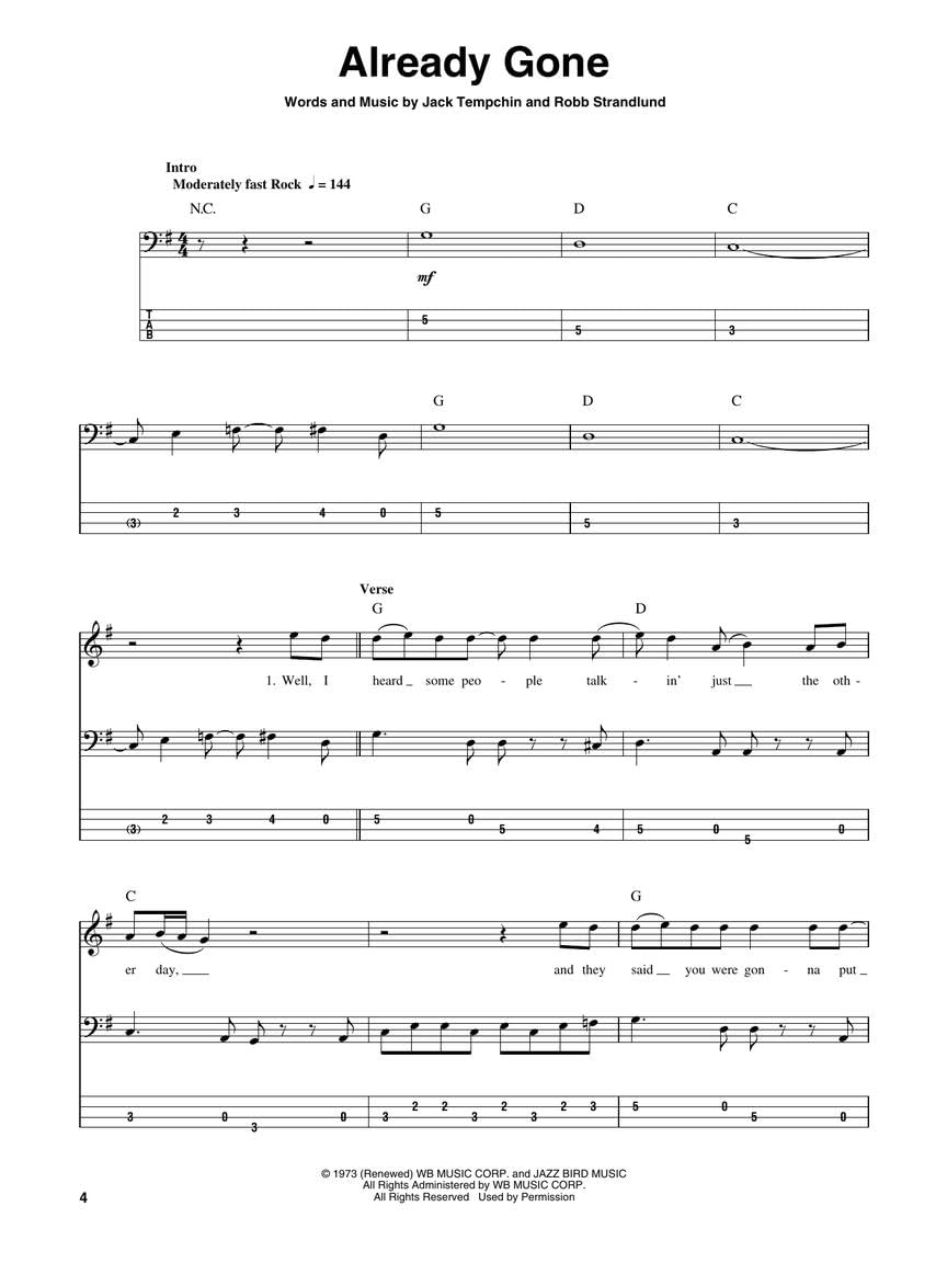 Bass Play-Along Volume 49: Eagles Tab CD