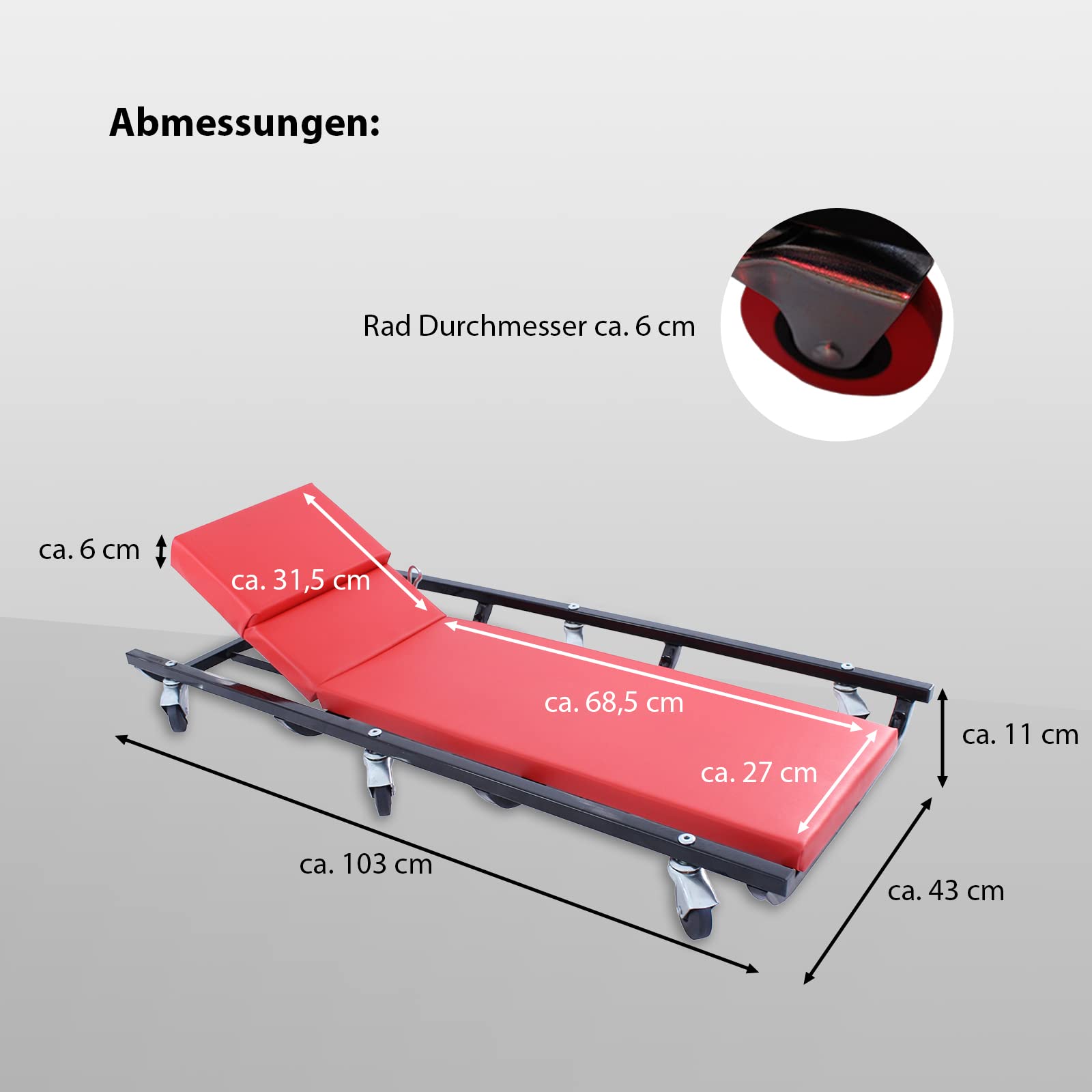 TRUTZHOLM® XXL 100cm Profi Rollbrett Montageliege Werkstattliege KFZ Montagerollbrett