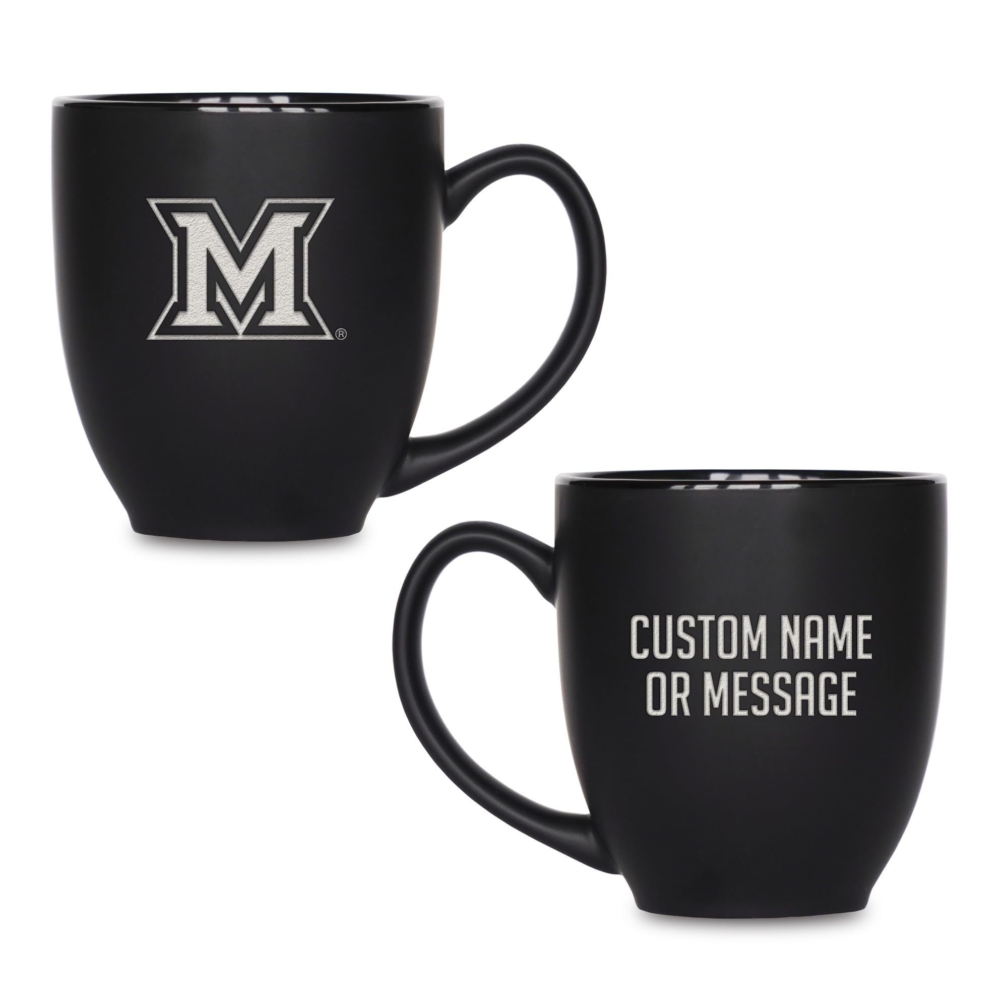 Rico Industries NCAA Primary 15-Oz Personalized Matte Black Bistro Mug - for Hot or Cold Drinks