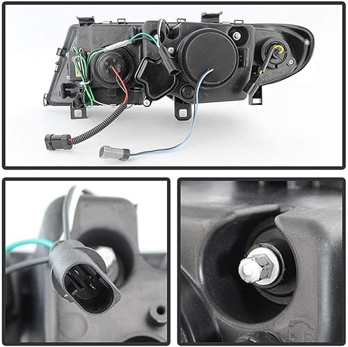 Miniatura 3 de ACANII - Para modelo halógeno 2002-2005 BMW E46 Sedan Serie 3 LED Tubo Negro Proyector Faros Faros Montaje