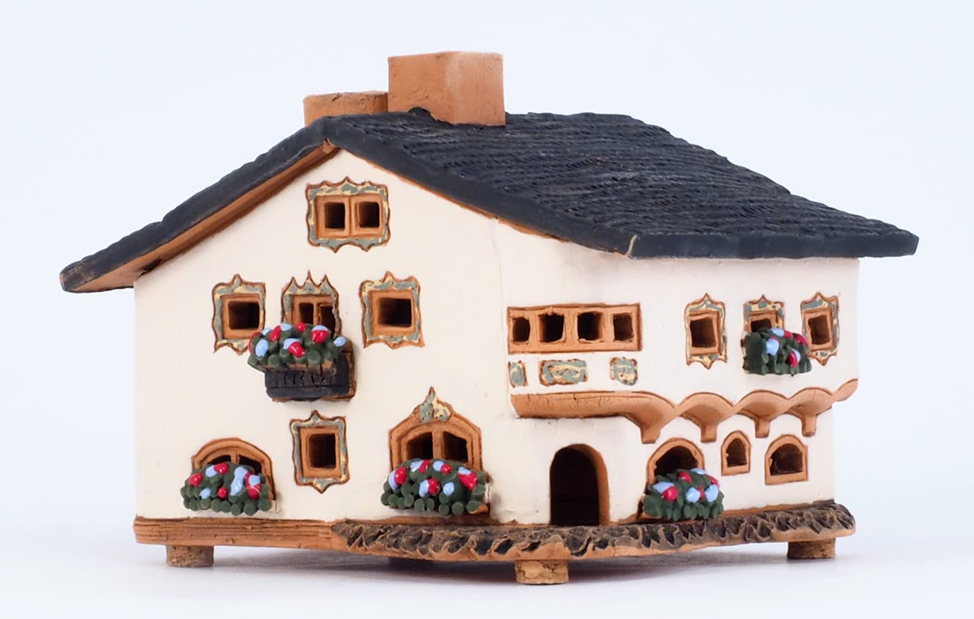 Ceramiczny domek świetlny, rękodzieło, miniaturowa artystyczna skrzynka na biżuterię w Seefeld, Austrii, A237AR
