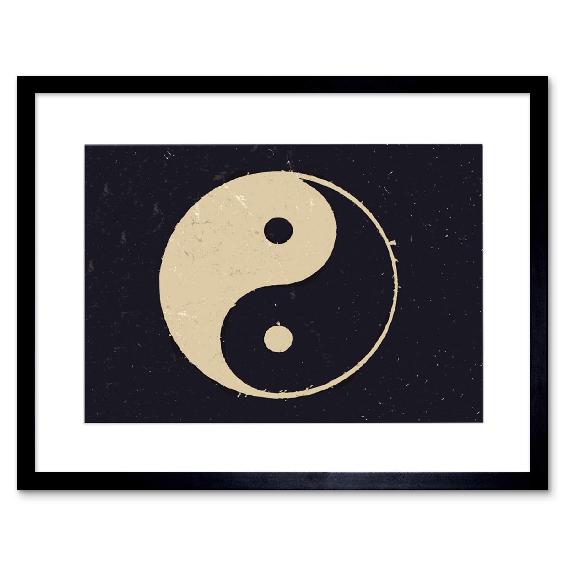 Artery8 Yin Yang Framed Print - Black - 12" x 16"