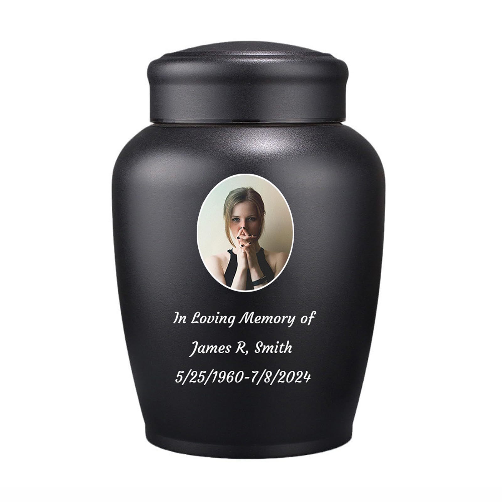 WXMYOZR Photo Personalized Urns for Human Ashes Customizable, Stainless Steel Keepsake Cremation Urns Large up to 170lbs Cremation Portrait Urn for Ashes Urn for Man Woman Ashes