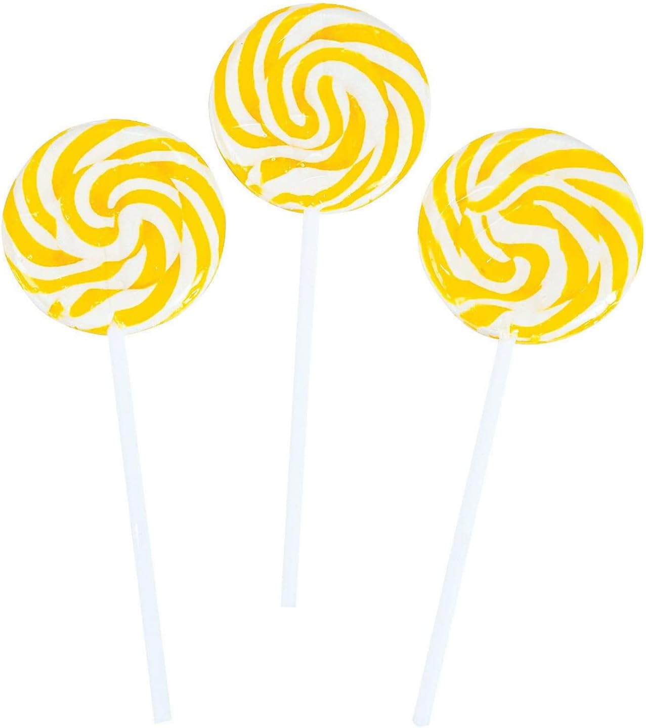 YELLOW SWIRL LOLLIPOPS - 24 CANDY SUCKERS INDIVIDUALLY WRAPPED - LARGE 2 INCH POPS - CANDY BUFFET