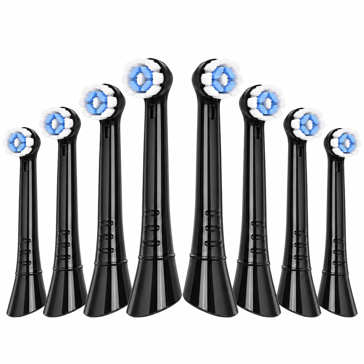 Brossettes de Rechange Compatibles avec Oral B iO, Têtes de Brosse à Dents iO Compatibles Série 2/3/4/5/6/7/8/9/10, Nettoyage Doux des Gencives, Lot de 8 Noires, 2 Cartes