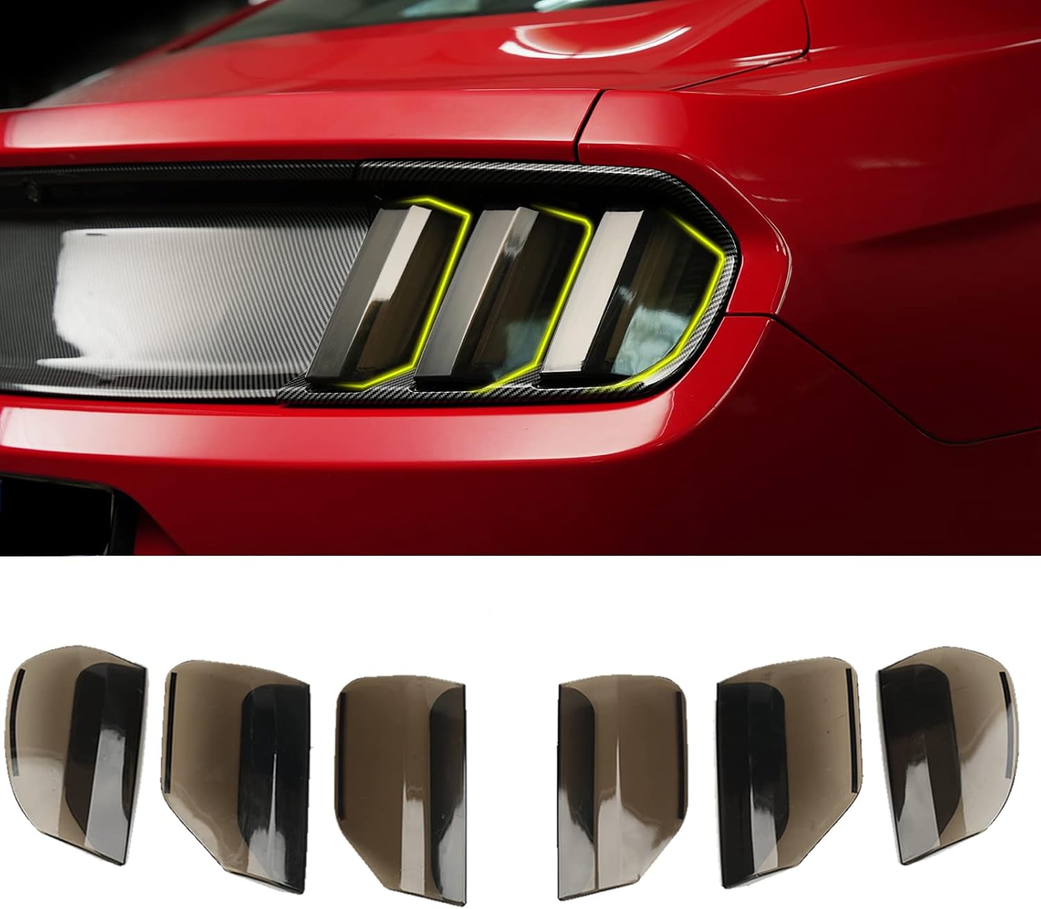 Smoke Black Tail Light Lamp Cover, Tail Light Lamp Cover Guard Trim Frame Bezels External Accessories Applicable to Ford Mustang 2015 2016 2017