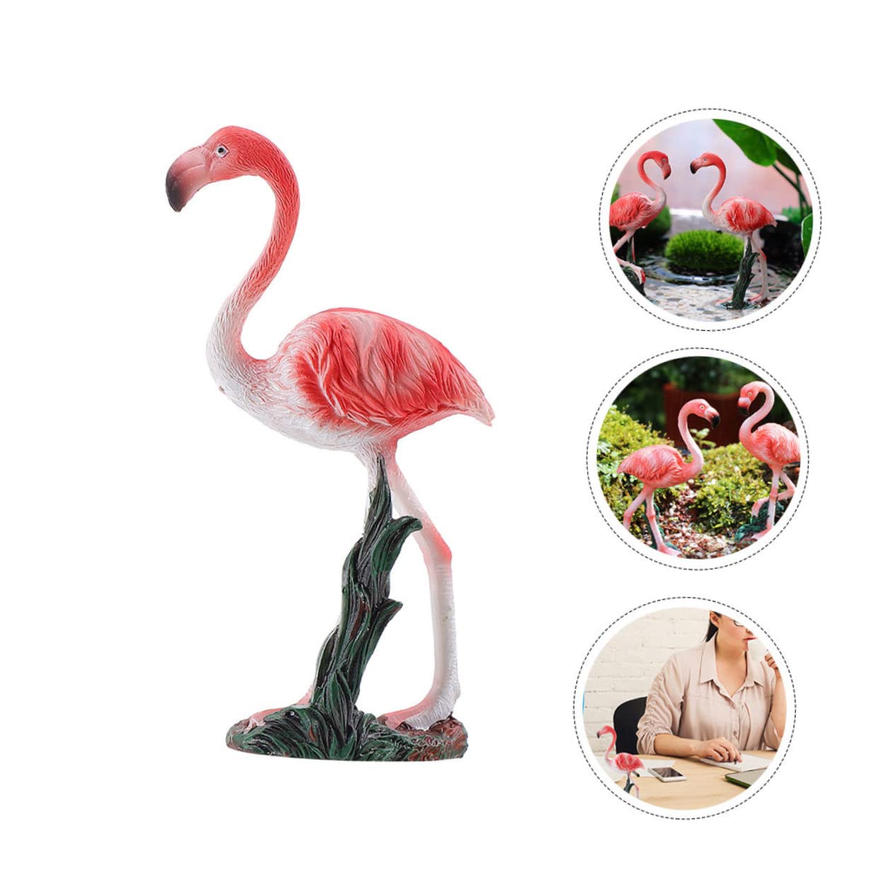 BESPORTBLE 3pezzi Statuetta Fenicottero Resina Decorazione Per Scrivania e Giardino Ornamento Creativo e Vivido Per Casa e Tavoli Originale Per Amici Design Elegante