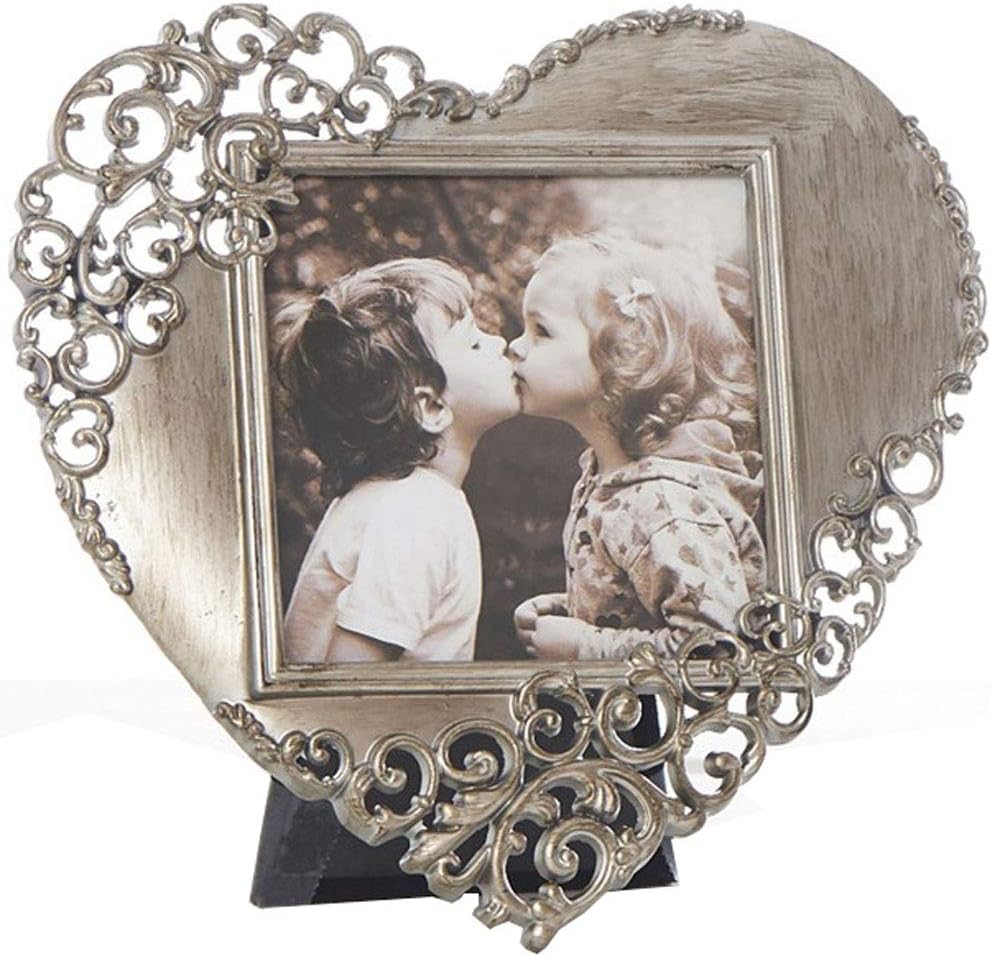 WATSONS Rustic Filigree Lace Heart Shaped Free Standing Photo / Picture Frame - Pewter