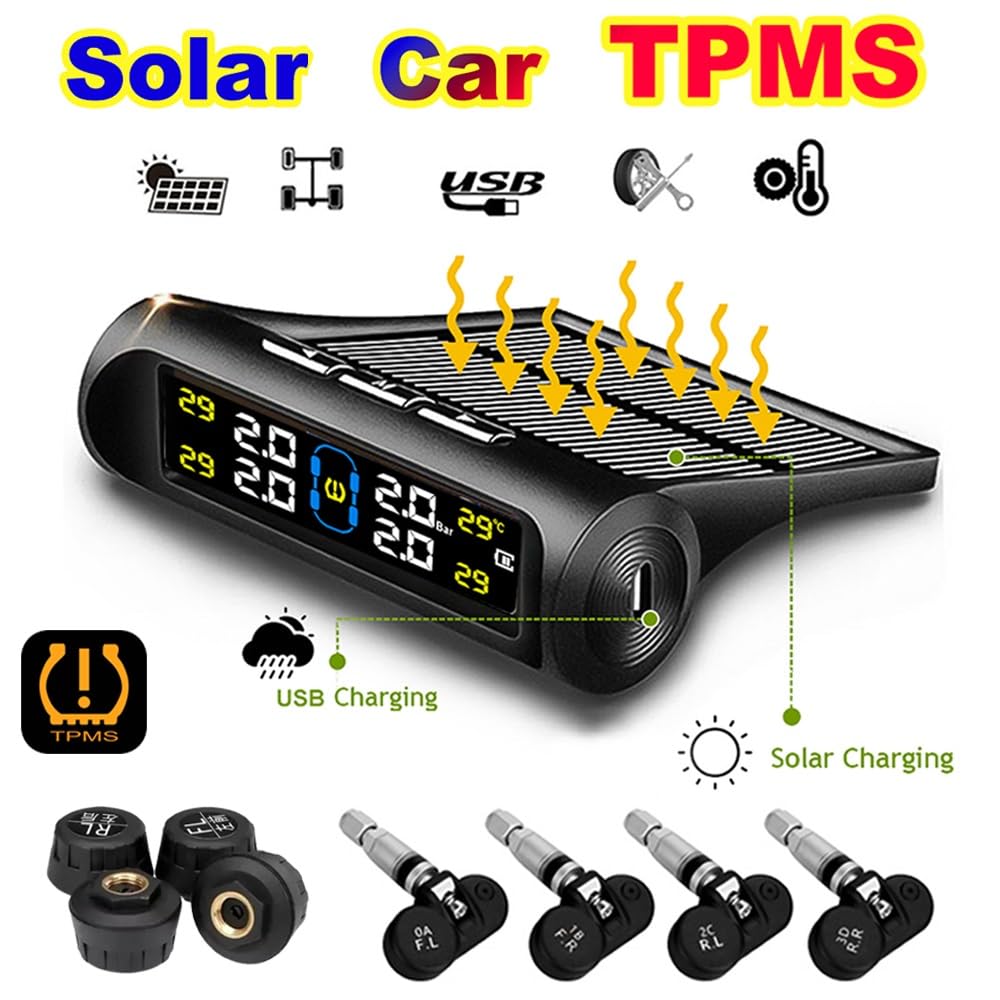 Tpms Sistema di monitoraggio dell'allarme della pressione dei pneumatici for auto Sistemi di allarme di sicurezza for auto Strumenti di avviso della temperatura della pressione dei pneumatici Pression