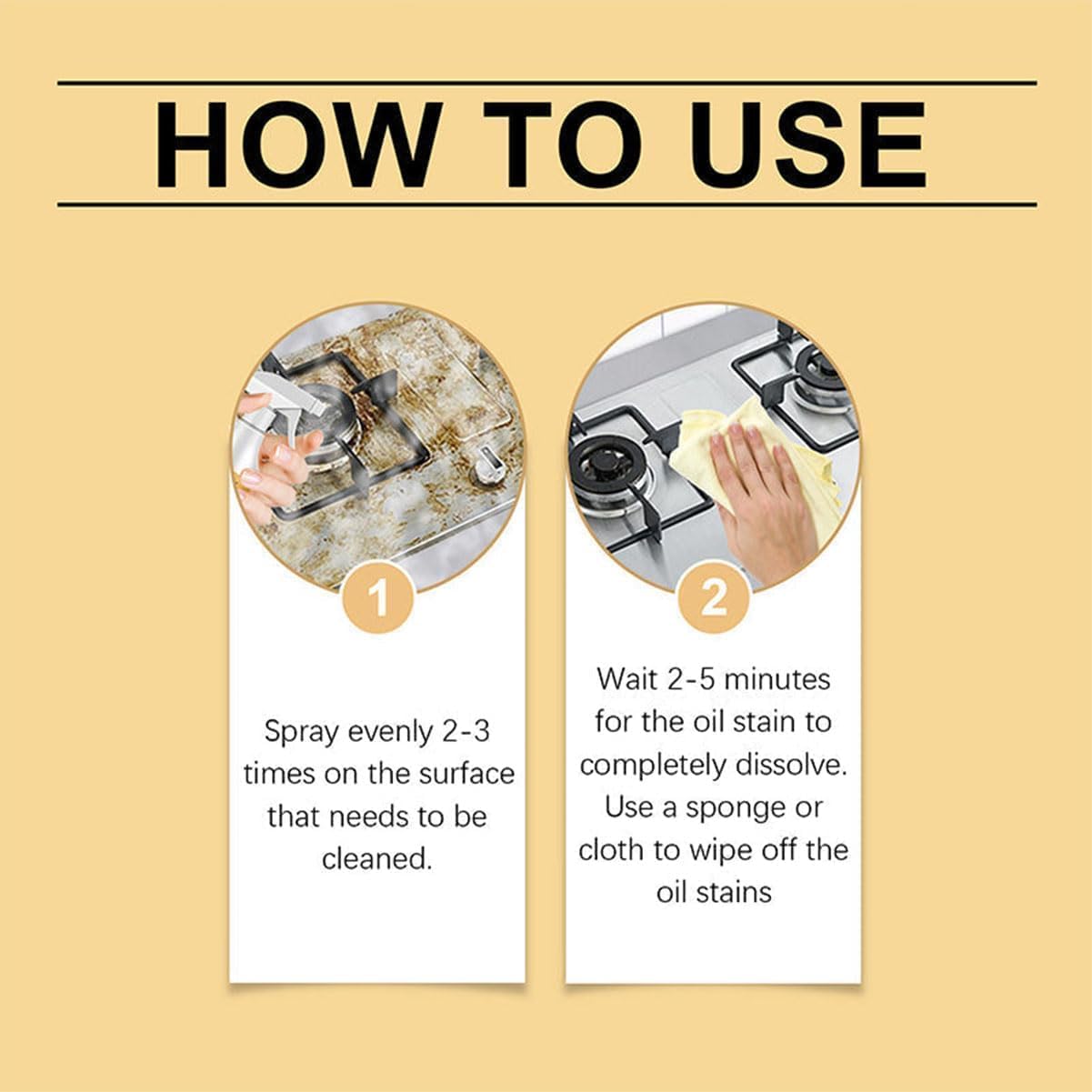 Effective Kitchen Degreaser Cleaner Spray, 120ml Heavy Oil Stain Cleaner Kitchen, All Purpose Fast-Acting Powerful Oven & Grill Foam Cleaner, for Countertops, Ovens and Appliances (3pcs)