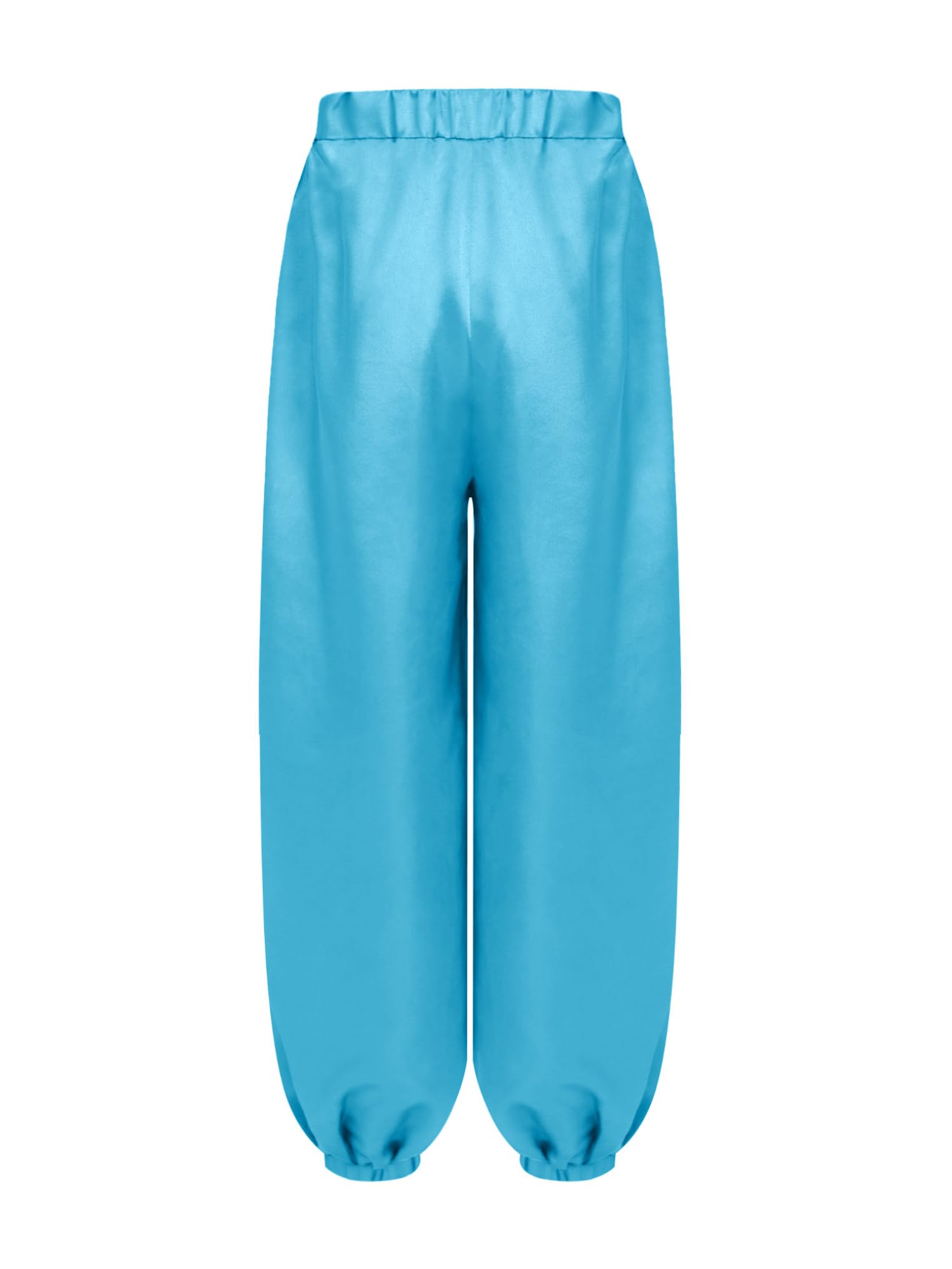 Kaerm Dziecięcy kostium do tańca brzucha, satynowe spodnie haremki, wysoki stan, spodnie alladynowe, luźne, slim fit, pludery, legginsy, tancewear