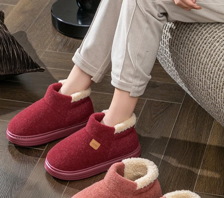 Men's Plush High-Top Slippers, Extra Thick Sole Indoor House Shoes with Memory Foam, Non-Slip Warm Bootie Slippers for Winter and Cold Weather - Image 7