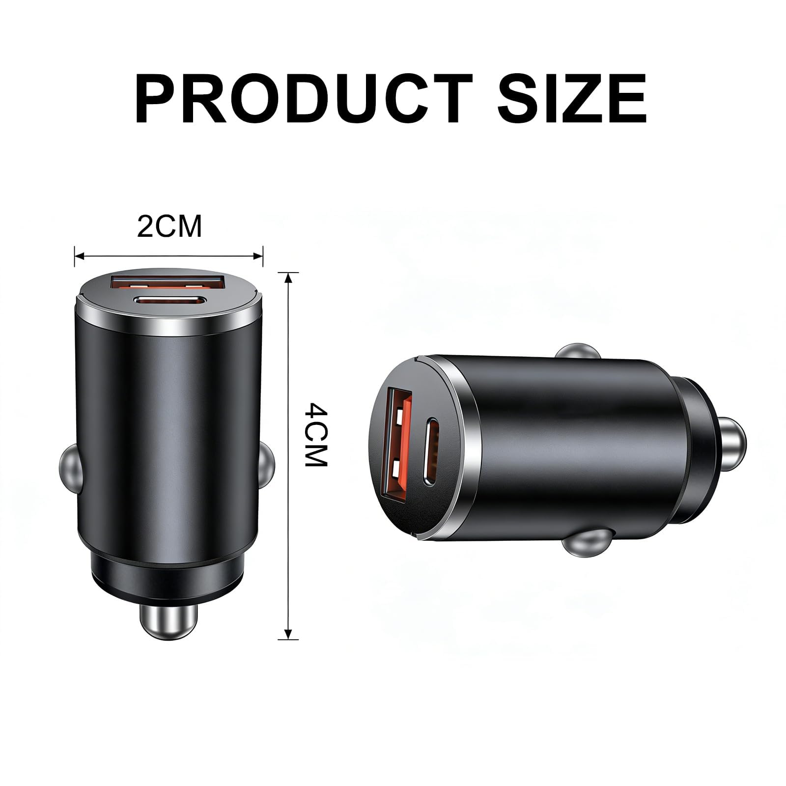 1 Pcs Car Charge,PD 30 W USB-C & QC 3.0 USB-A Fast Charger Adapter, Car Lighter USB Adapter,Cigarette Lighter USB Charger,Compatible with iPhone 17/16/15 Pro/Pro Max, Galaxy S25/S24/Ultra(Black) - 2