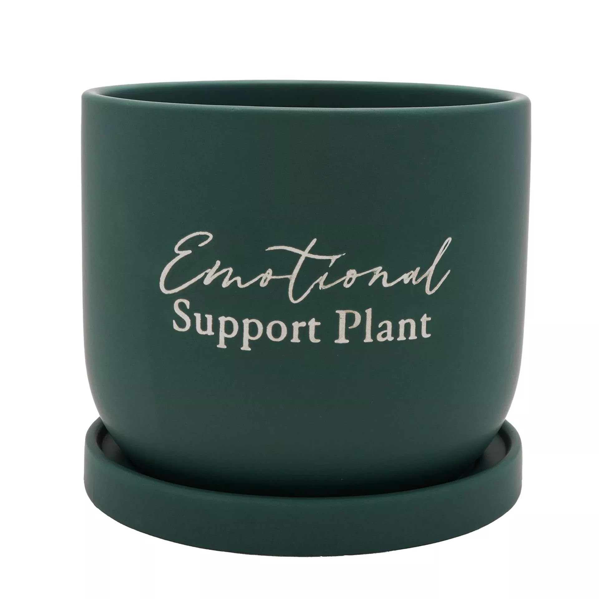 Widdop and Co Country Living Emotional Support Plant Pot Dark Green Planter with Saucer
