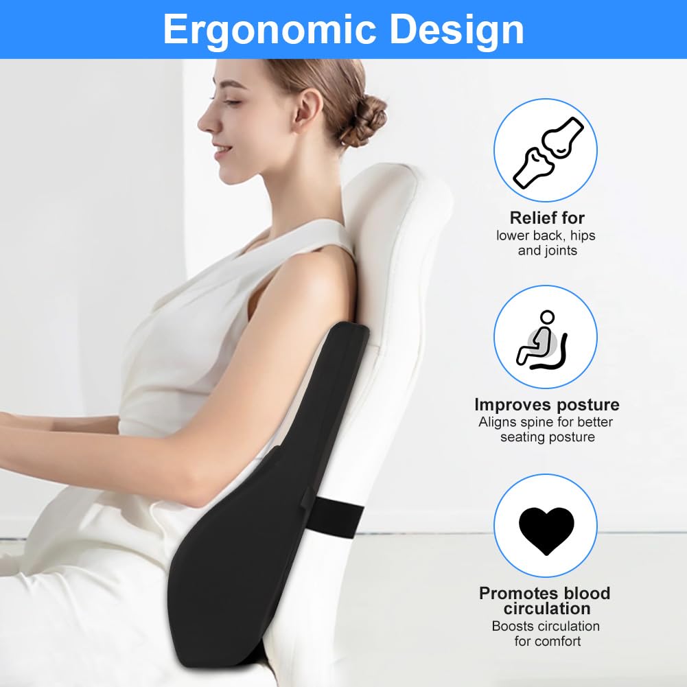 Poduszka podtrzymująca lędźwie, ergonomiczna poduszka podtrzymująca lędźwie, z regulowanymi paskami i przyjaznym dla skóry pokrowcem, na krzesła biurowe, gamingowe, fotel samochodowy, kanapę