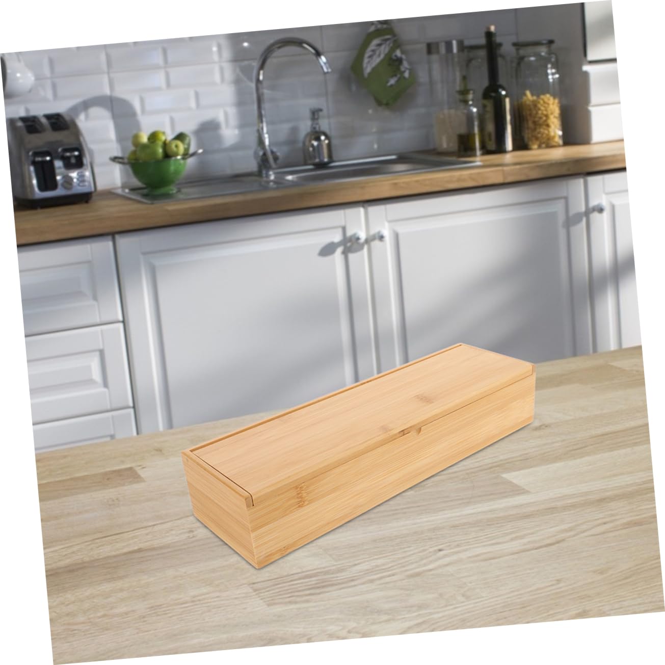Organizador de Bambú para Cubiertos con Tapa, 2 Piezas, Diseño Elegante y Fácil de Transportar, Adecuado para Cajones y Restaurantes