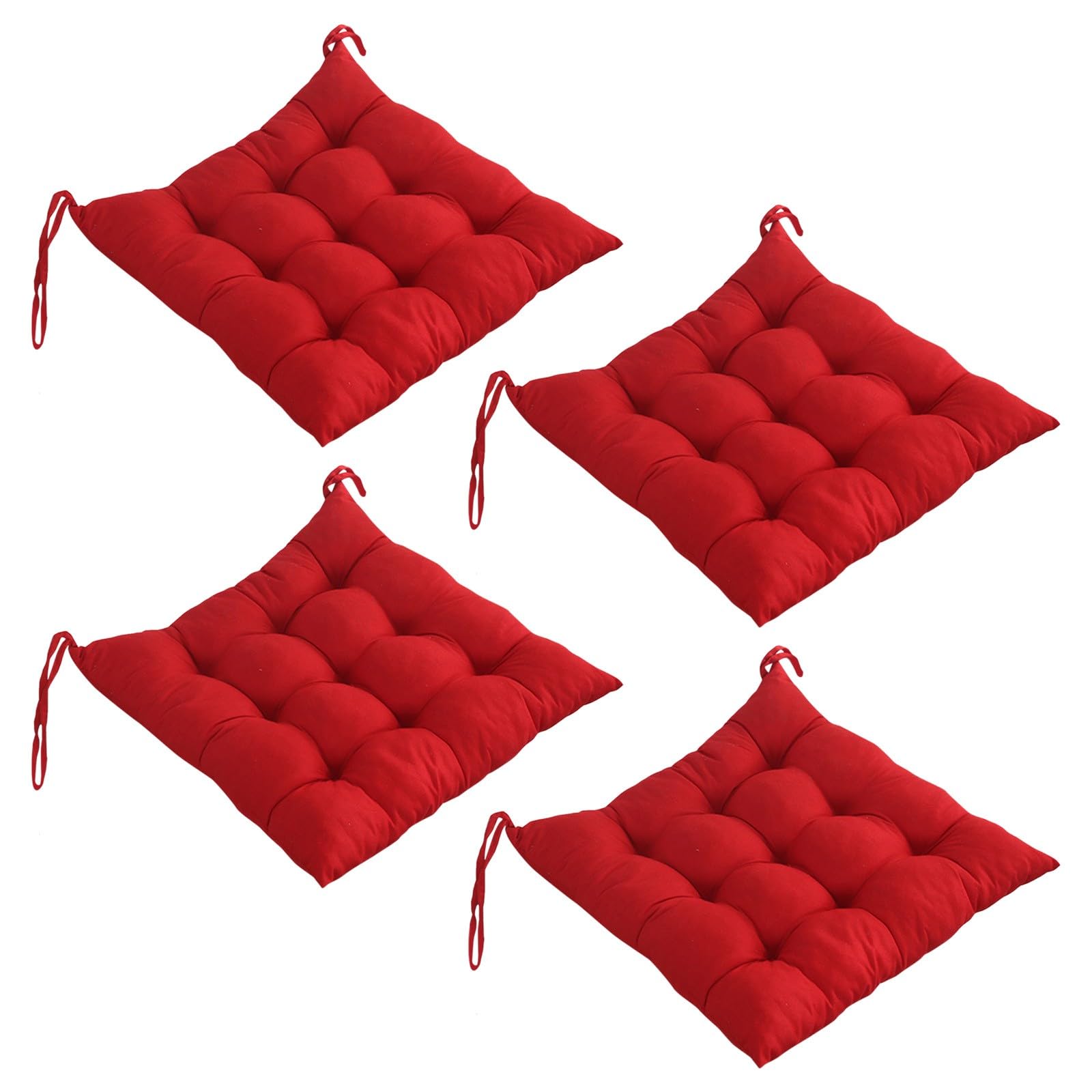 Coussins de chaise carrés pour l'intérieur lot de 4 rouge