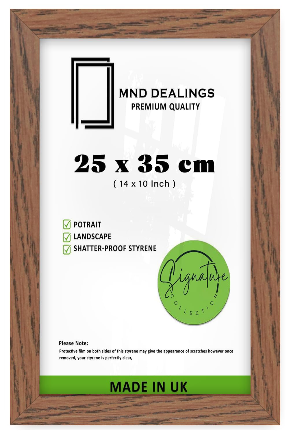 MND Dealings | Exclusive 14 x 10 Inch Dark Oak Poster Frame Rectangle - Sleek Photo Frame for Home Decor | Family Portraits, Art Prints- (25 x 35 CM) [ Dark Oak ]