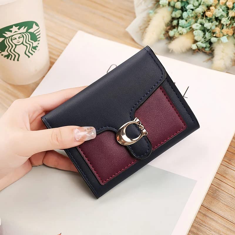 Women's MINI Wallets for PU Card Holder Simple Small Folding Wallet Card Purse Hasp Mini Clutch(Black)4