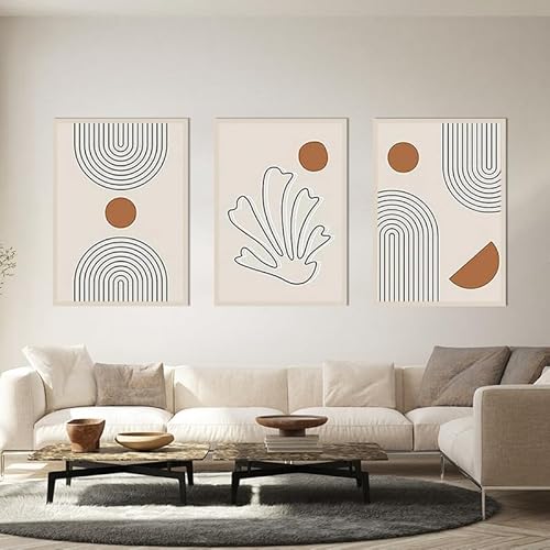 Muovel abstrakta canvasbilder set om 3, modern geometrisk linjeaffisch, abstrakt konstaffisch väggdekoration inredning, heminredning, utan ram (20 x 30 cm x 3 st, stil 3)