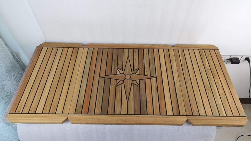 JZ Folding Teak Table Top with Sideway Wing Nautic Star 3 Sizes Marine Boat RV (TW5050)