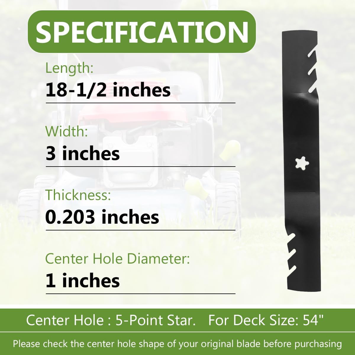 532187256 Commercial Mulching Blades for Husqvarna Z254F Z254 MZ54 LGT2654 YTH24V54 54 inch Deck Zero Turn Lawn Mower - Heavy Duty Blade Replaces 187256 187254 532187254-3 Pack