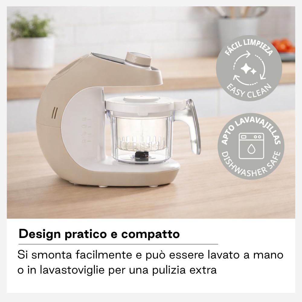 Jané Chefkiss 7 in 1 Multifunzione Robot da Cucina per Bebè Vapore Scongela Riscalda Sterilizza Pulizia Automatica