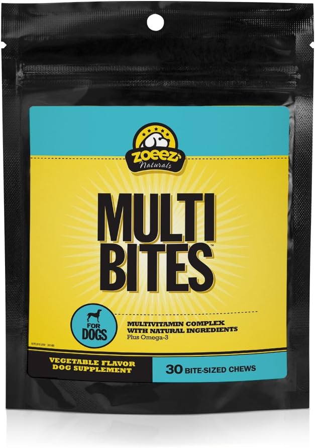 Zoeez Naturals Multi-Bites Supplement Dogs: Daily Multivitamin Dogs Vitamins, Minerals & Omega Oils, Chewable Dog Vitamin, 30 Chews