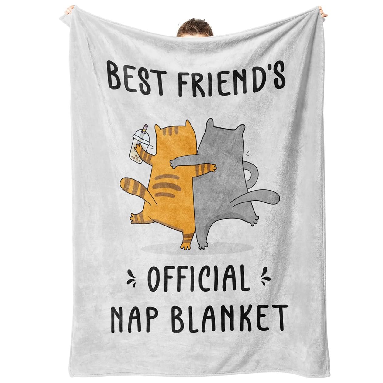 MEKLITRZ Flannel Blanket with Cat Pattern - Cozy Sofa Blanket for The Living Room, for Birthday, Christmas, Father's Day(Best friend,150x200cm)