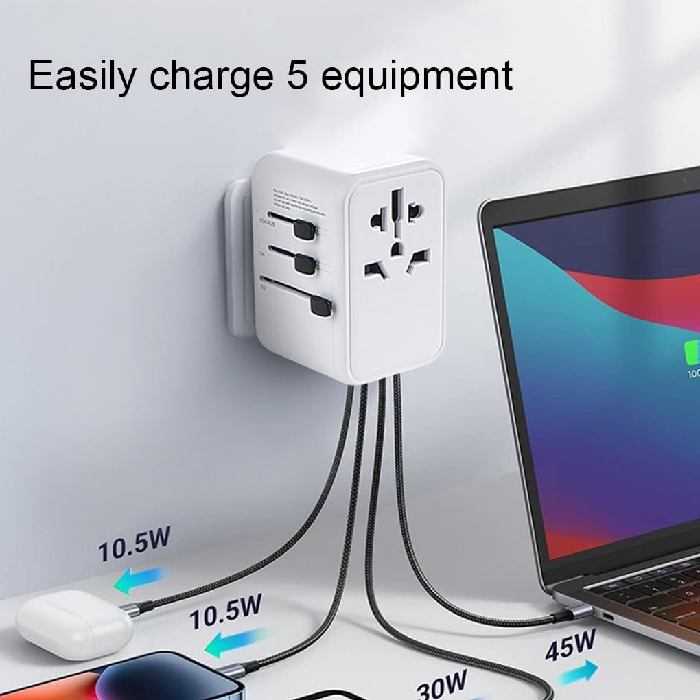 Inteligentny adapter podróżny Międzynarodowy adapter wtyczki ściennej Ładowarka USB typu C Zasilanie prądem zmiennym