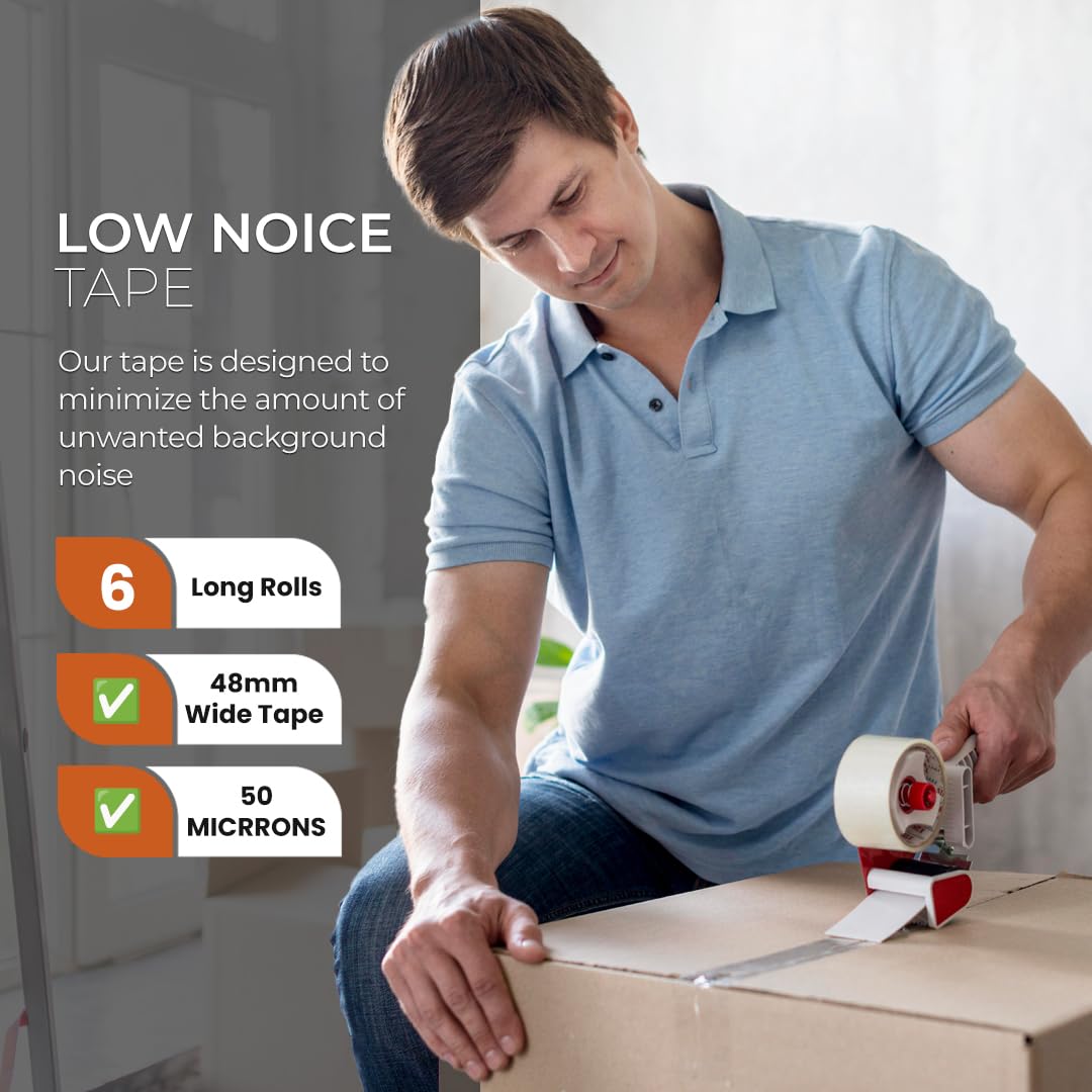 Stick Well 6 Rolls Clear Parcel Tape, 48mm X 66m, Strong Heavy Duty & Low Noise Packing Tape for Packing Boxes Moving Boxes - Image 3