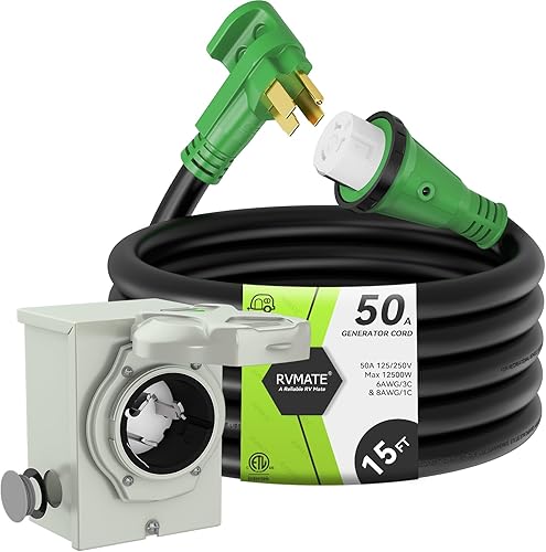 Miniatura 8 de RVMATE Cable de extensión para generador de 3 clavijas y 30 amperios, 20 pies, NEMA L5-30PL5-30R 125V SJTW Jacket