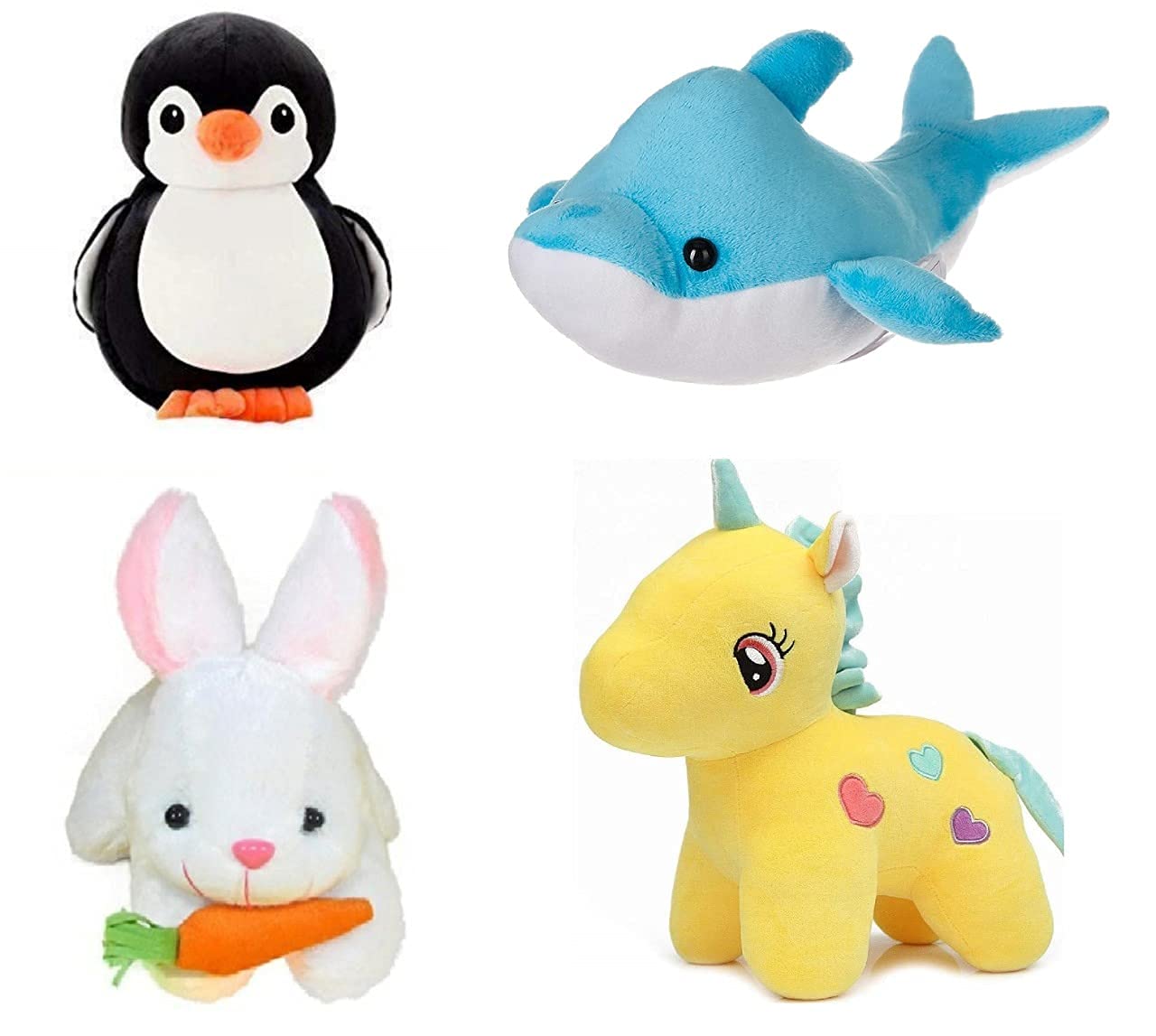 Soft Toy Combo Pack of Dolphin, Rabbit with Carrot, Unicorn, Penguine Hugable Lovable Plush Stuffed Toy for Babies and Kids-image-8