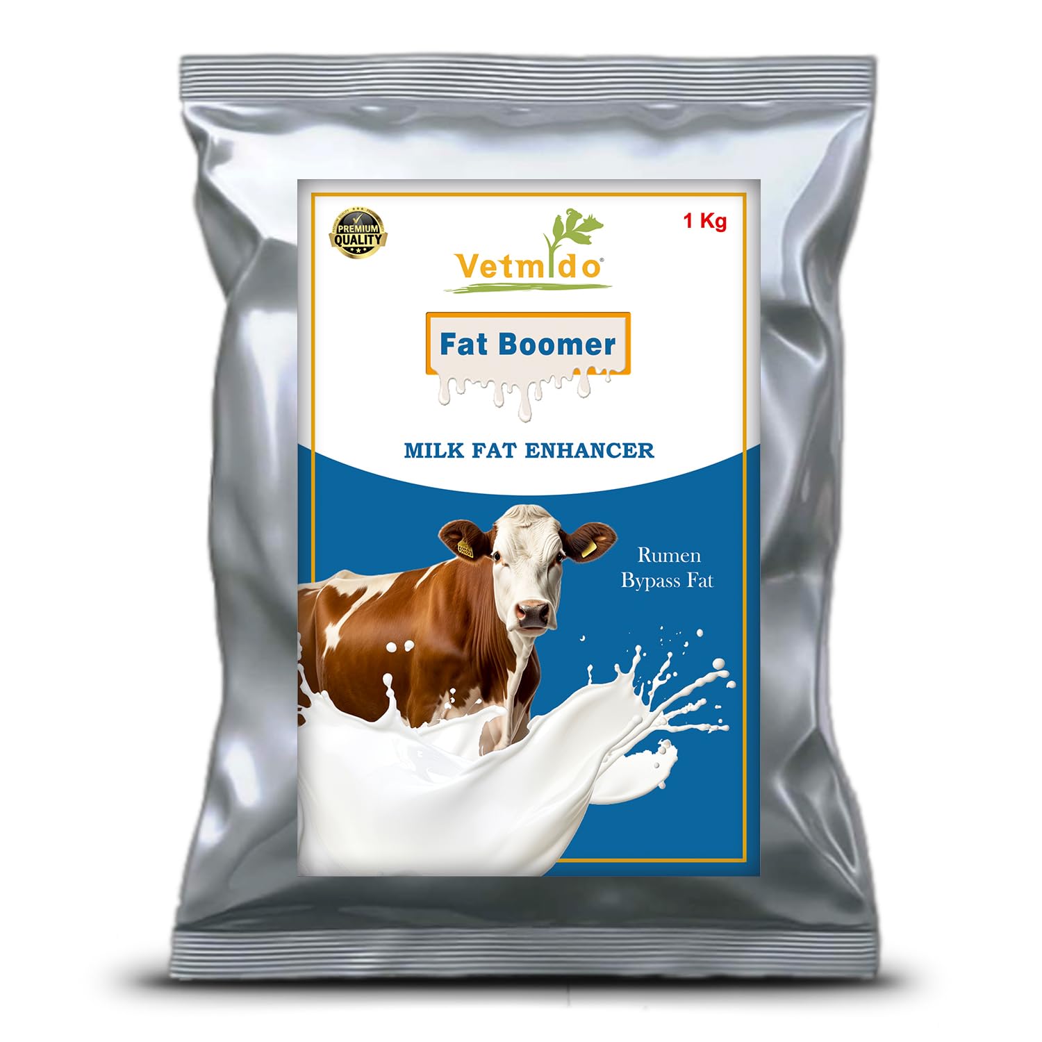 Fat Boomer - Rumen Bypass Fat, Energy & Milk Booster Supplement for Cattle, Cows, Buffalo and Farm Animals - 1 KG